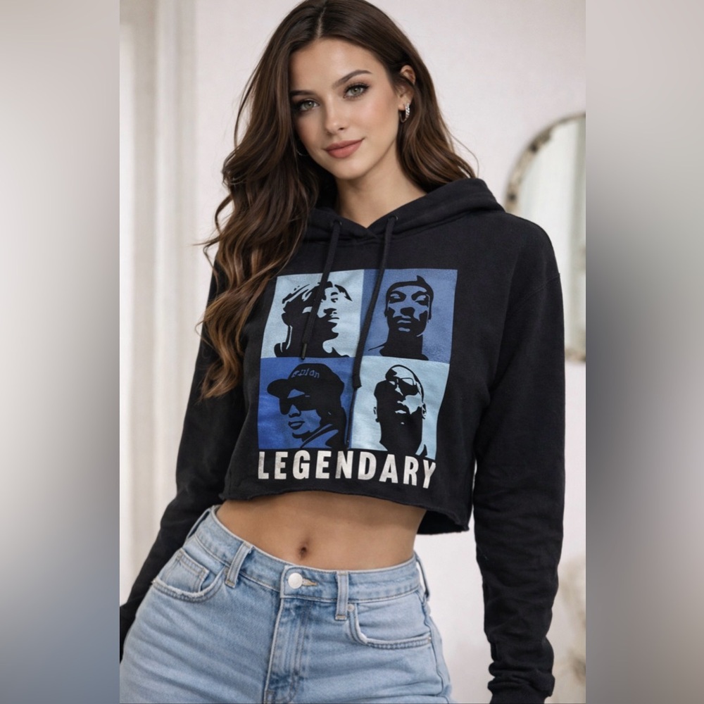 Legendary Black Cropped Hoodie Size M